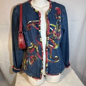 Life Style Petite Embellished Denim Art Jacket PM